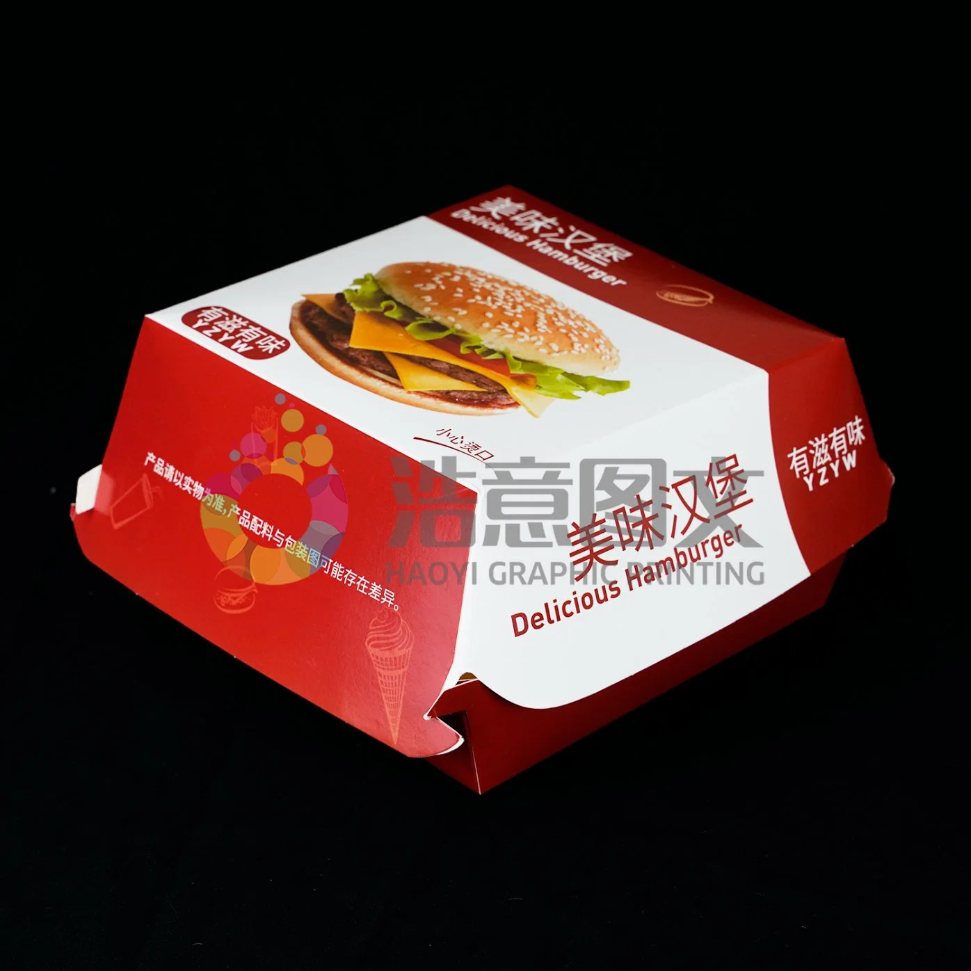 Custom Disposable Tableware Takeaway Container Paper Food Packaging Box for Hamburger