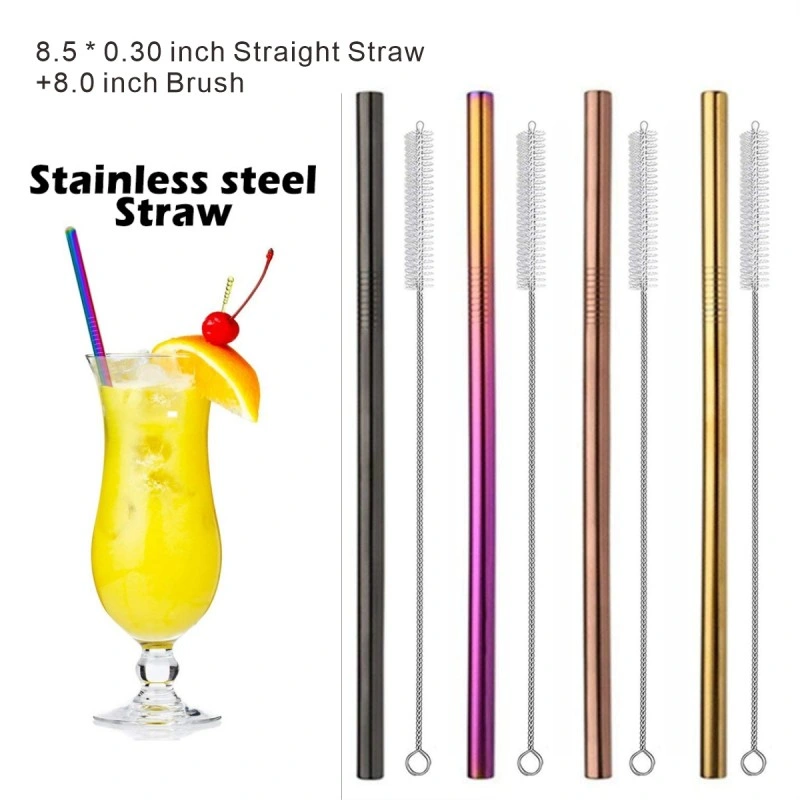 Stainless Steel Straw Set with Brush, Metal Straw Kit, Juice Straw, Eco-Friendly Straw, Promotional Gift Straws