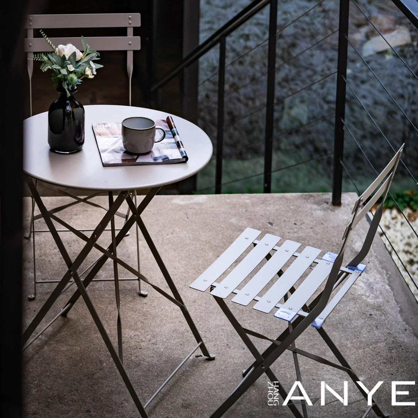 Steel Folding Garden Dining Set Coffee Table Bistro Chair Outdoor Mobiliário