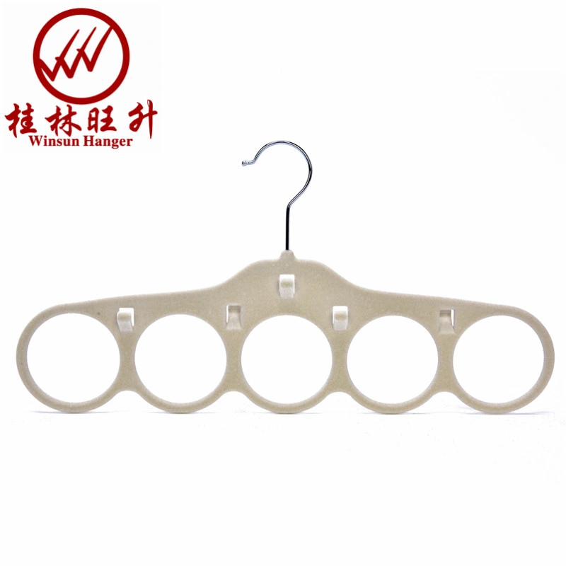 Multifuctional 5 Holes Velvet Hangers Clothes Belt Tie Hanger for Saving Space