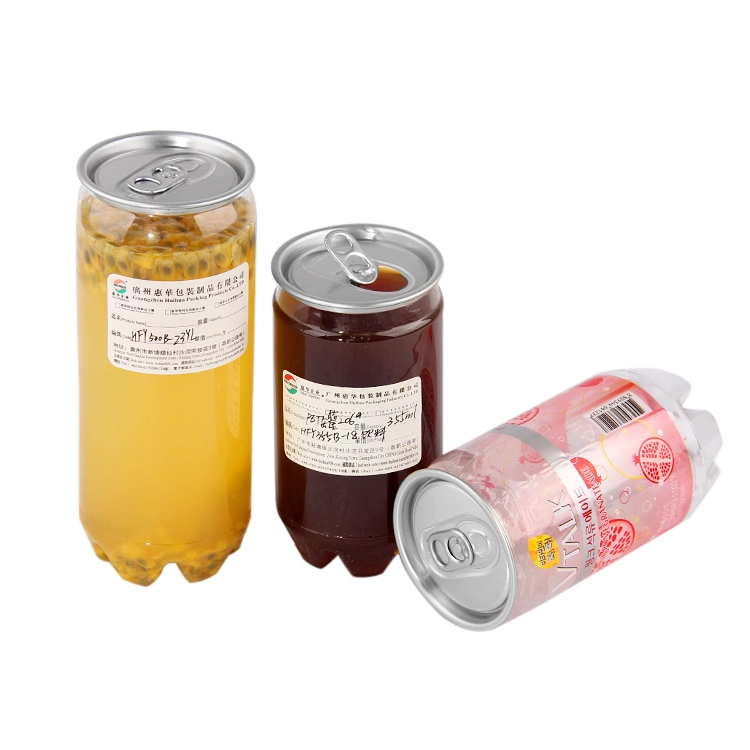 Transparent Pet Plastic Easy Open Tin Can for Soft Drink, Juice, Soda