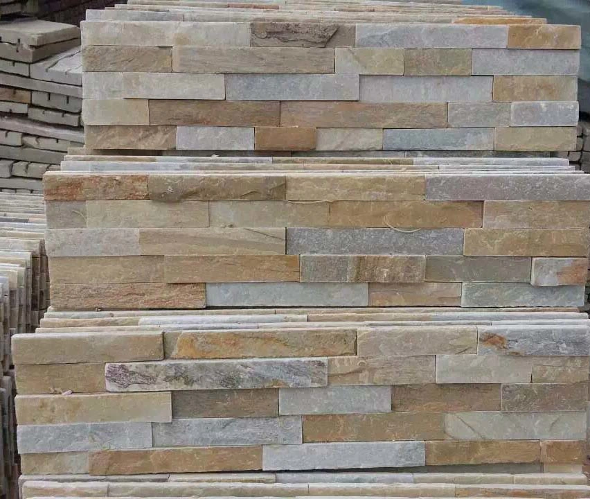 Hot Selling Natural Beige Yellow Quartzite White Slate Stones for Wall Tile