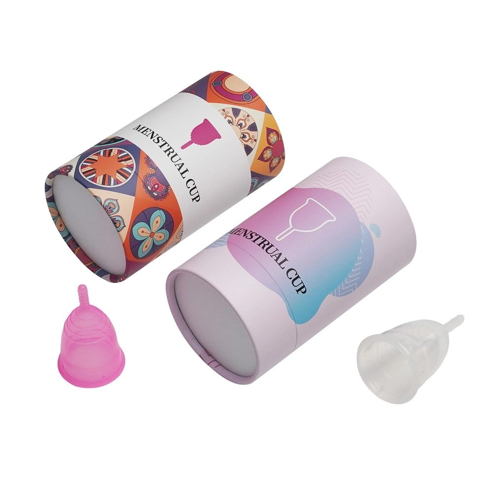 Firstsail biodegradables personalizado de la Copa Menstrual Cilindro del tubo de papel de embalaje con ventana PVC transparente