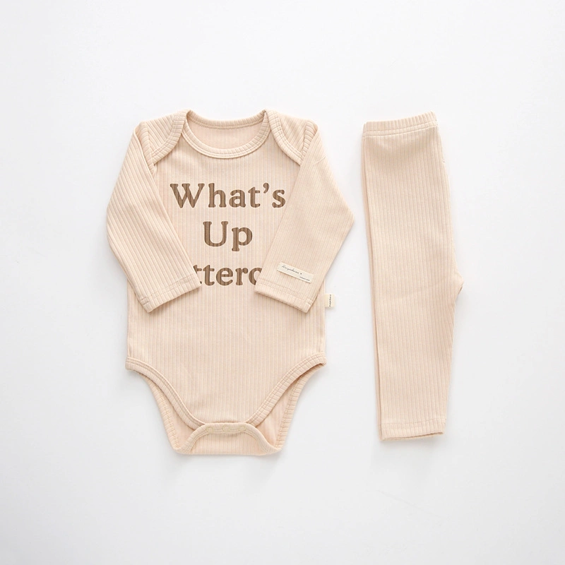 Factory Wholesale/Supplier Newborn Baby Kids Infant Rib Knitted with Print Romper Bodysuit Toddler Wear Clothes for Pajamas