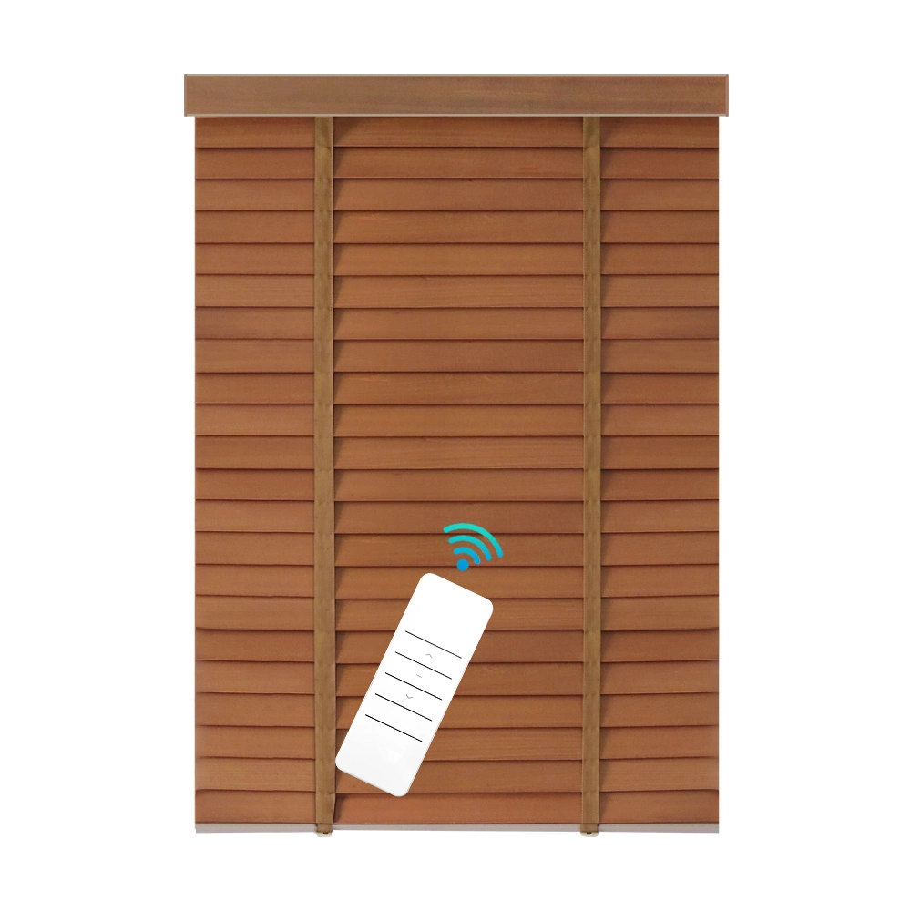 Wholesale/Supplier Smart Windows Timber Basswood Horizontal Electric Motorized Venetion Wood Pine Blinds