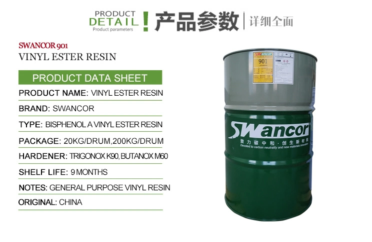 100-102º C distorsión temperatura Swancor 901 resina de éster de vinilo epoxi Para depósito de agua de fibra de vidrio