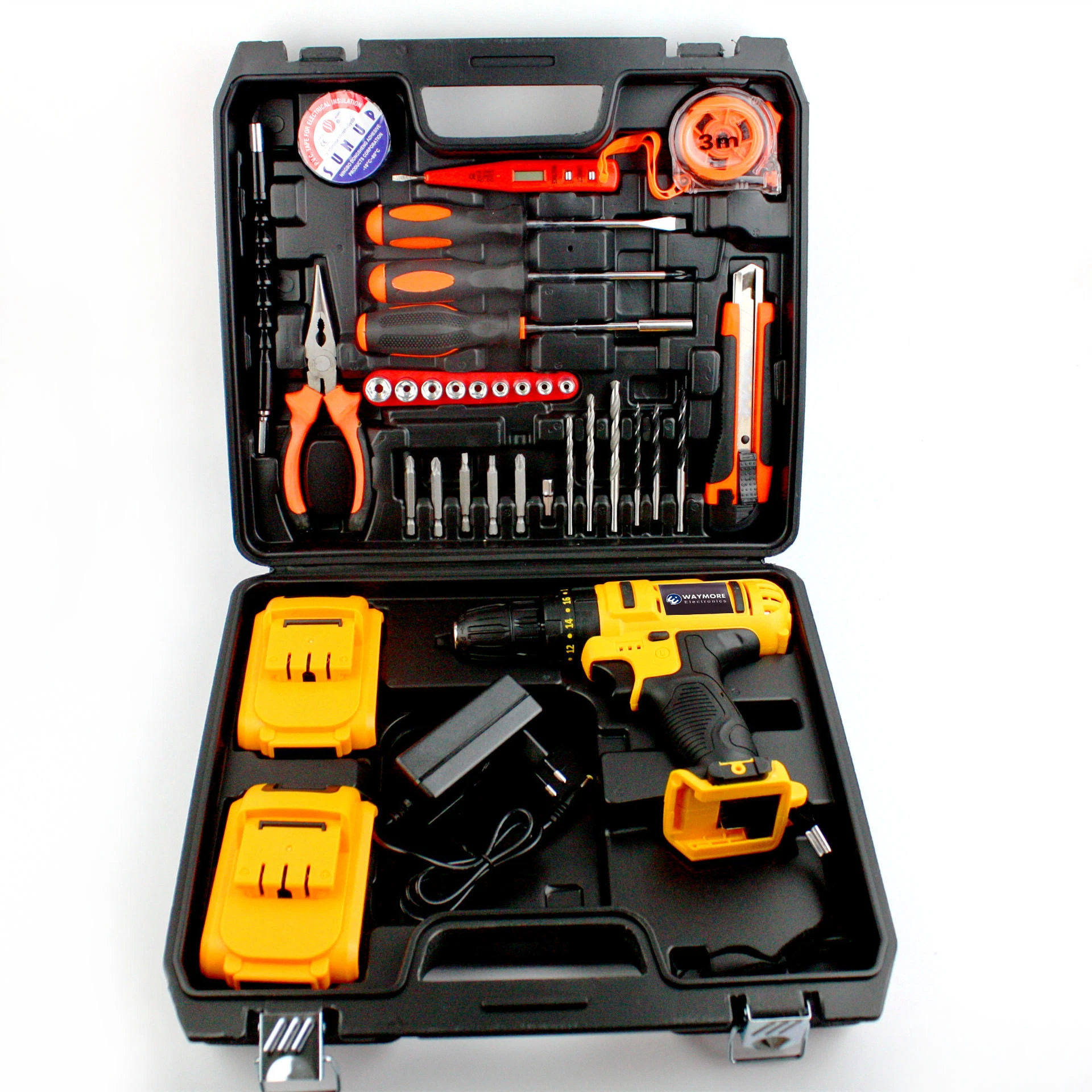 Soft Rubber Grip Li-ion Battery LED Light Electric Tools Set