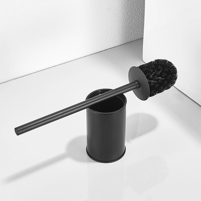 Nc9898-MB1 Light Luxury SUS304 Bathroom Accessories Free Standing Matt Black Round Toilet Brush Holder