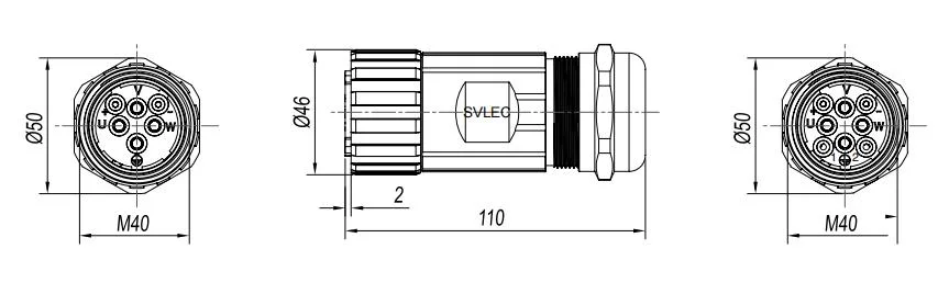 M40 hembra conector redondo para servir el motor de alta tensión