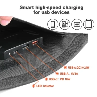 شاحن بطارية شمسية بقدرة 12 فولت من التيار المستمر إلى التيار المستمر وMPPT مع USB-C سريع للتخييم