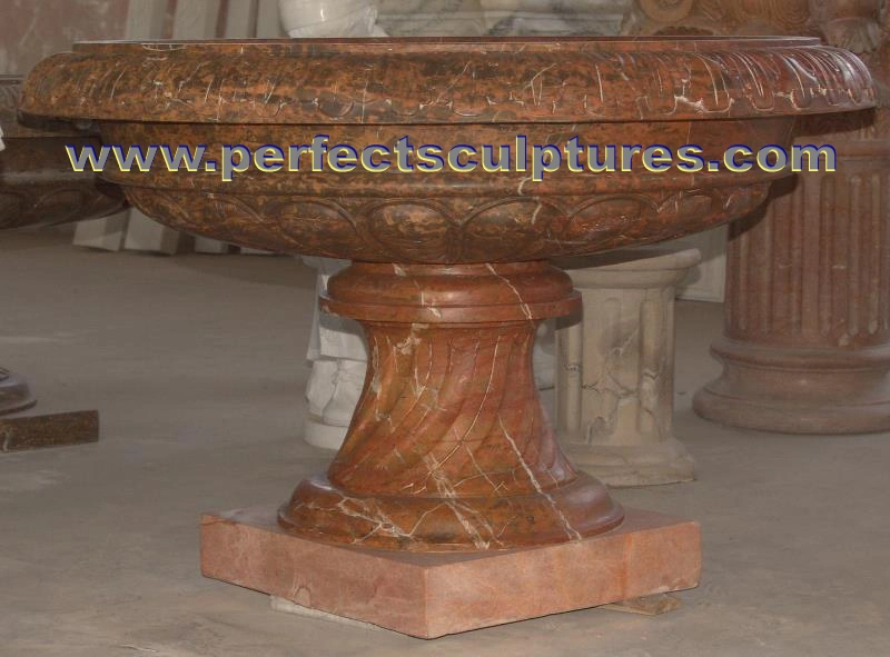 Home Decorative Antique Carved Stone Planter Marble Carving Flower Vase for Garden Ornament (QFP340)