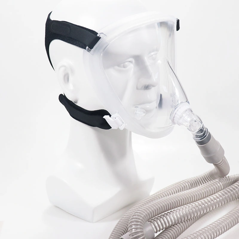 Médical transparent plein visage silicone plastique oxygène Resuscitation Mask avec Circuit de harnais