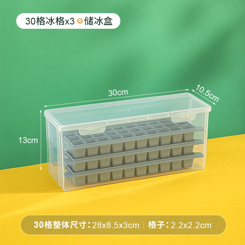 3639 Réfrigérateur domestique Boîte de rangement en plastique durable pour glaçons en forme de grille de glace
