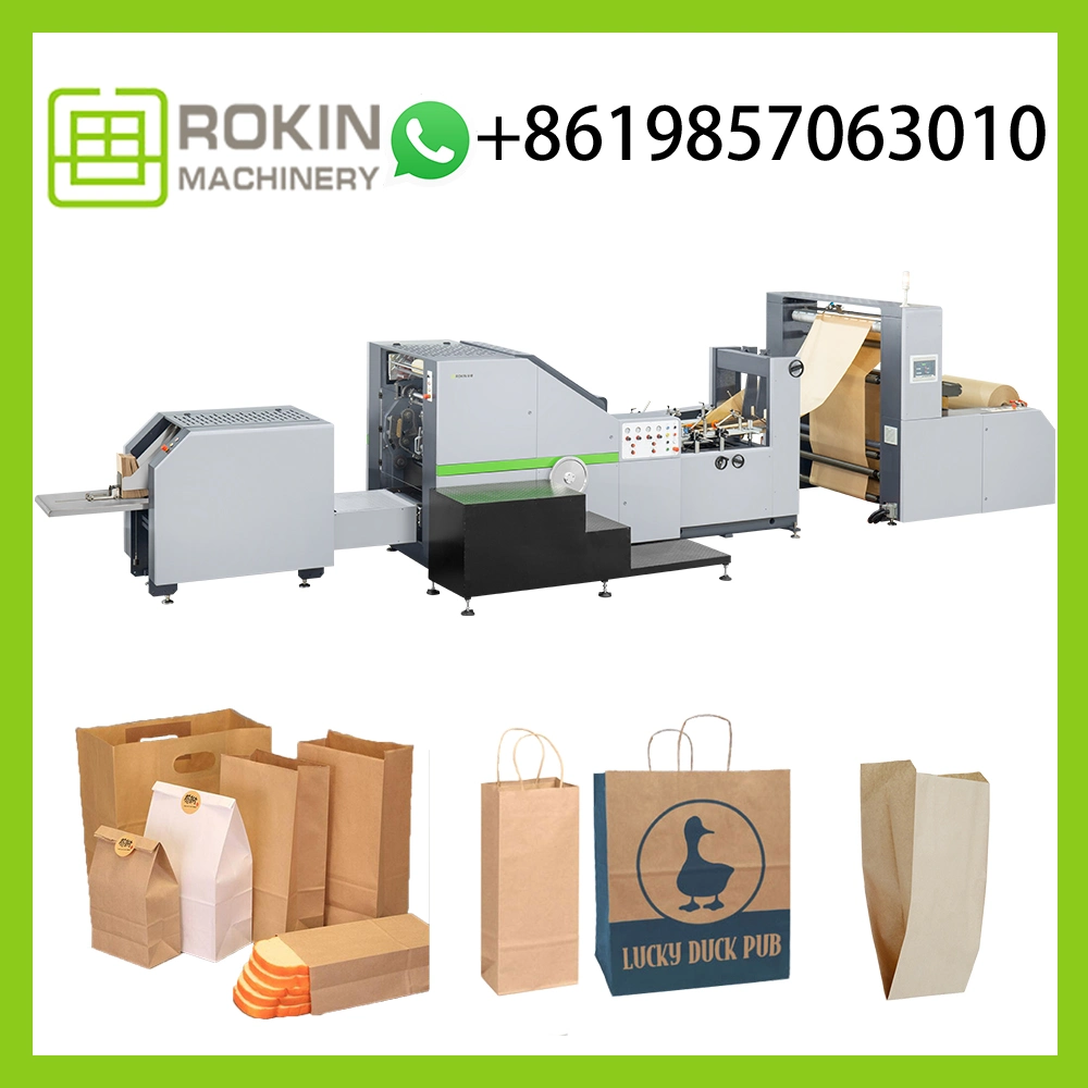 Kraft Shopping Flat Square Bottom Bag Making Machine Paper Inline Flexo Printing