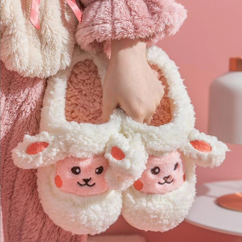 Winter Cartoon Sheep Cotton Slippers Home Comfortable Non-Slip Warm Women Slippers