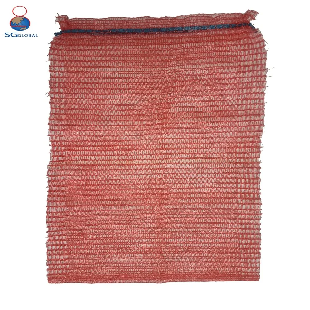 Grs SGS CE Approved Factory Wholesale Price Onion Potato Garlic Vegetable Orange Lemon Fruit Packaging Mesh Net Sack HDPE Red Raschel Bag with Drawstring