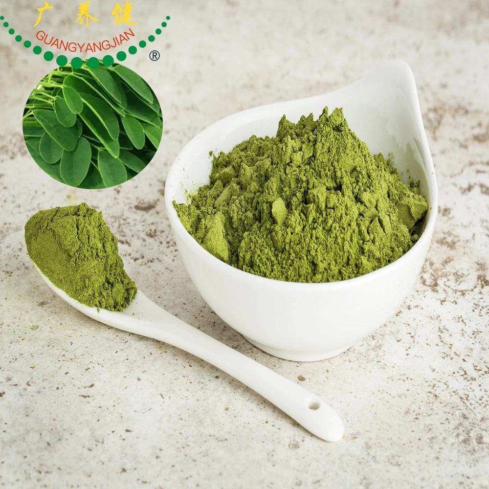 Heißer Verkauf Gewichtsverlust Lipid-Senkende Wasserlöslichkeit Natürliche Moringa Getrocknet Blattextrakt-Pulver 25% Moringa Oleifera Blattpulver