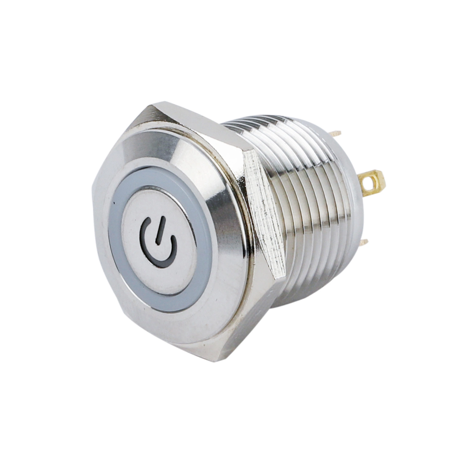 Qn16-D8 16mm Character Illuminated Type Momentary Flat Head Pin Terminal Waterproof Metal Push Button Switch