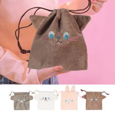 Fashion Animal Custom Small Cotton Drawstring Bag Velvet Cosmetic Bag