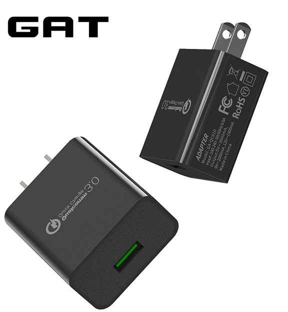 QC3.0 18W el estándar estadounidense FCC UL Puerto único 5V 3Un cargador USB para teléfonos inteligentes Android Tablet MP3