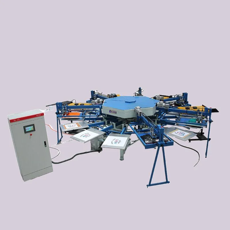 Multi Colors Automatic Carousel Rotary Silk Screen Shirts Printing Machine for T Shirt/Garments/Textiles