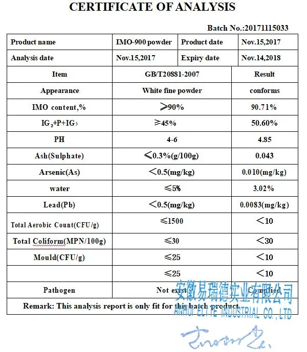 Prebiotic Fiber Non-GMO Corn Isomalto-Oligosaccaride Imo 900