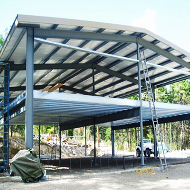 Hangar de la construcción de la estructura de acero galvanizado laminadas en caliente de almacenes prefabricados Cobertizo con bastidor de la sección H parte