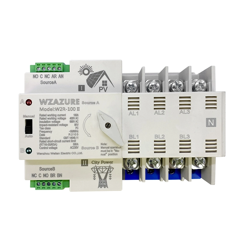 Interruptor de DIN 4P de conmutador de transferencia automática de ATS modulares tipo W2r Interruptores de conmutación de CA