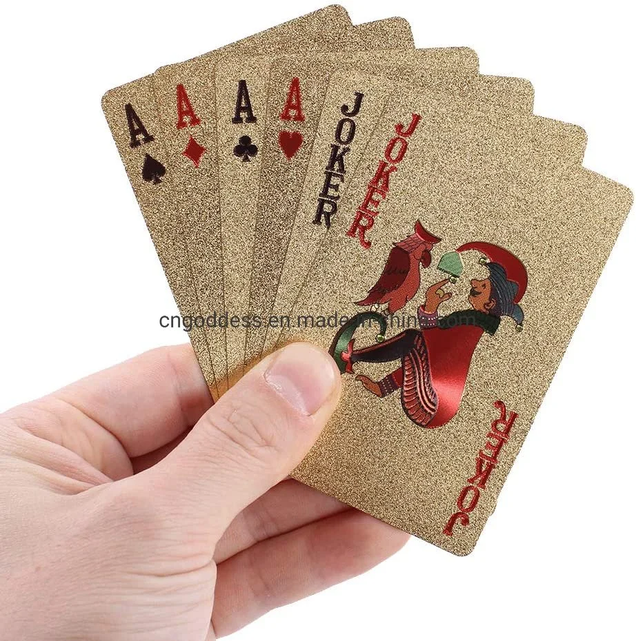 Virosa 50 Livre des cartes à jouer 24K carat inclut des cartes de poker en plaqué or boîte cadeau en bois de luxe, idéal pour la famille, Magic Jeu de groupe