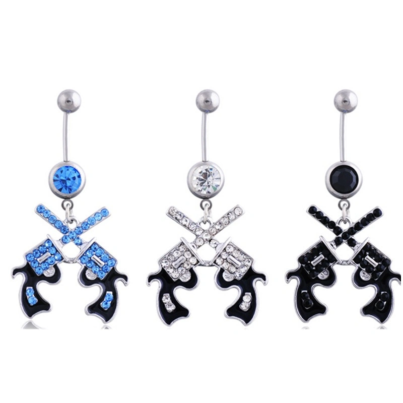 Belly Rings Various Styles Pistol Belly Button Rings Dangling Belly Piercing Stainless Steel Jewelry