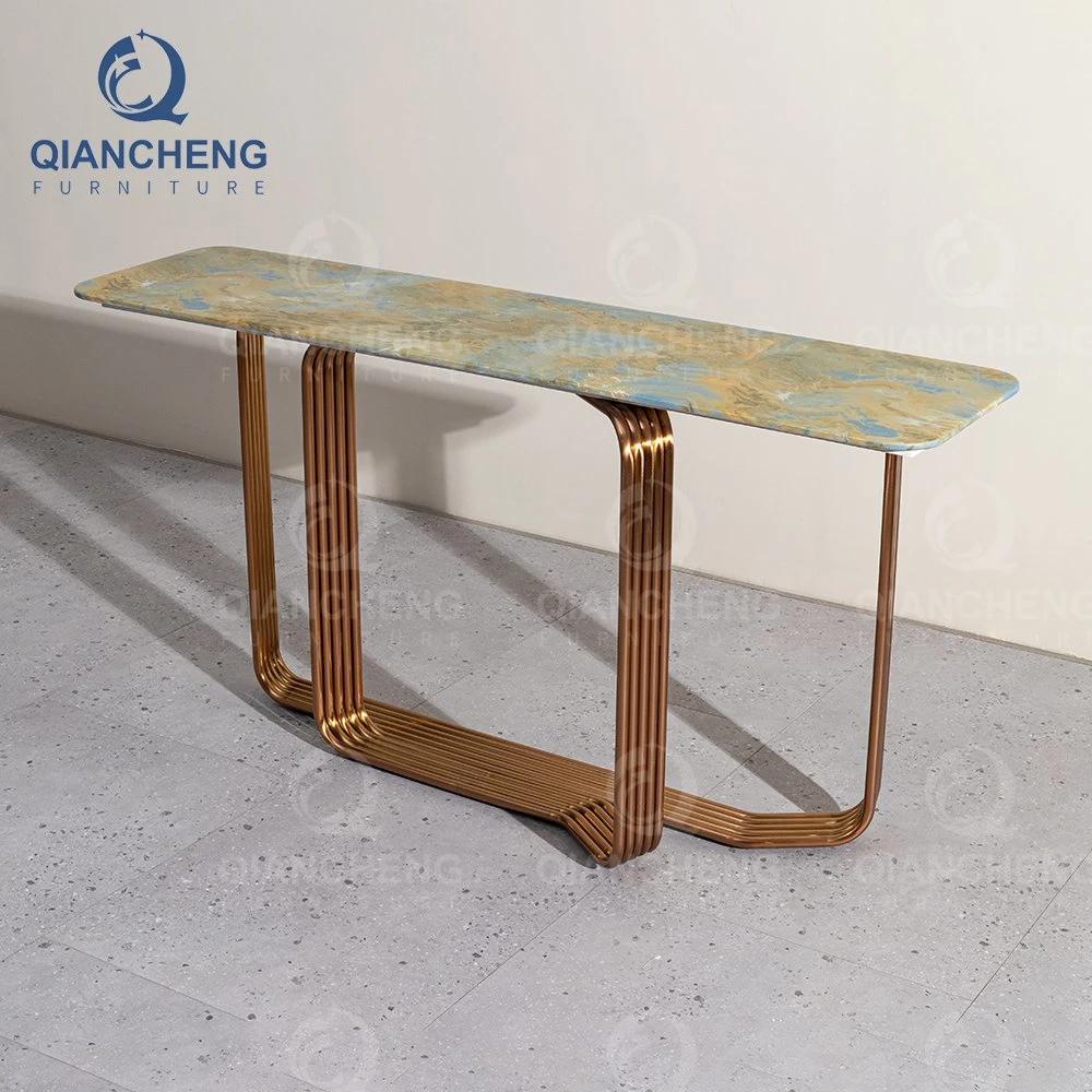 Fournisseur de meubles de salon Foshan Table console en métal moderne en marbre pour le couloir.