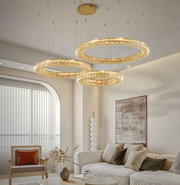 LED Modern Crystal Chandelier Light Nordic Minimalist Style Compatible with Living Room