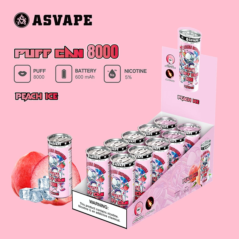 Asvape 8000 Vape E-Cigarrete Puff CAN inoxydable Steelcola forme Kit métal jetable