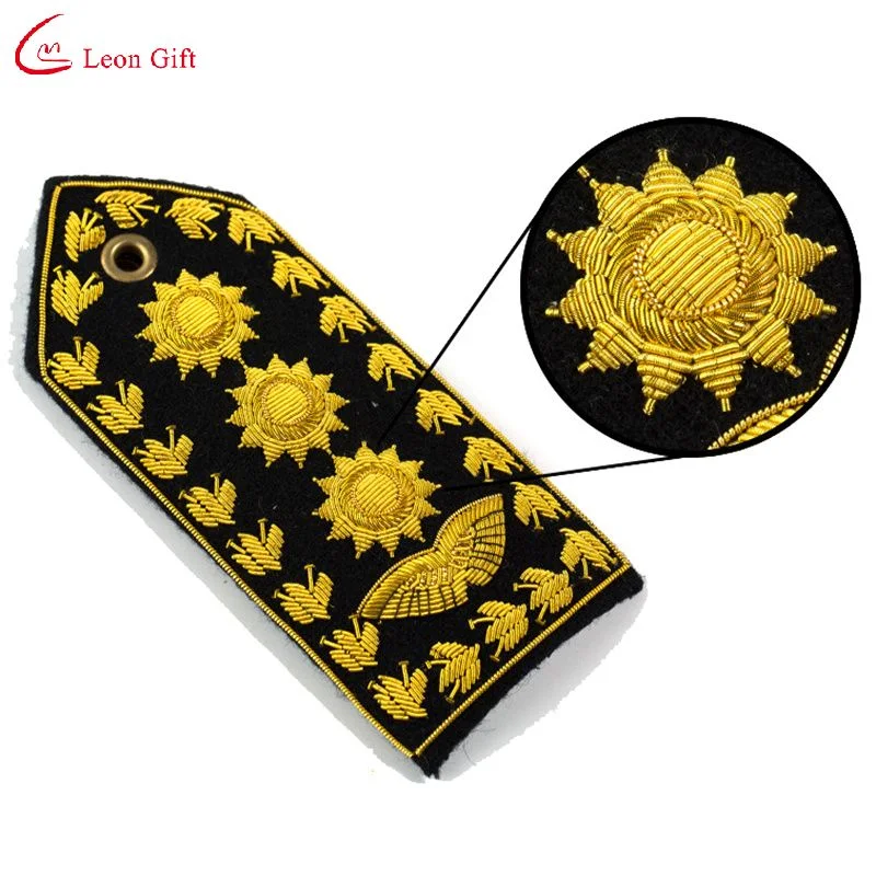 Factory Custom Logo Army Indian Silk High End Embroidery General Honor Shoulder Plate National Gold Handmade Shoulder Badge