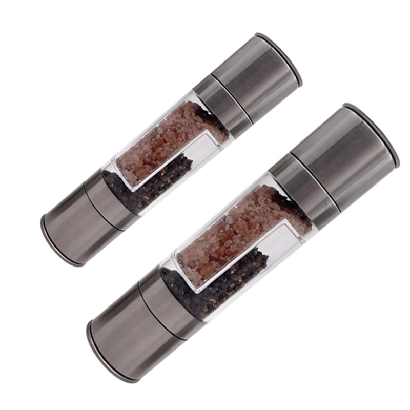 Manual Kitchen Spice Mill Stainless Steel Pepper and Salt Grinder Acrylic Bottle with Ceramic Core