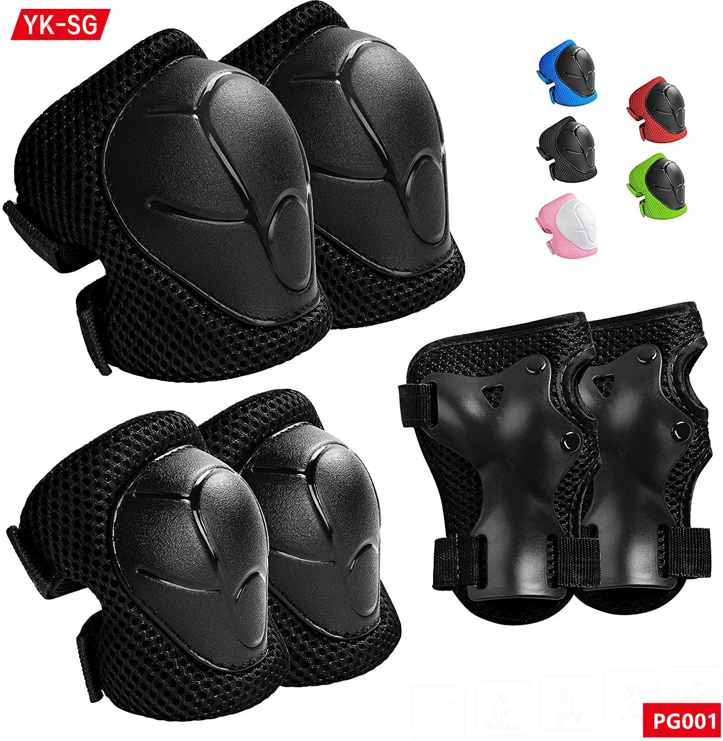 6PCS/Set Elbow Knee Pads Wrist Guard Protective Gear