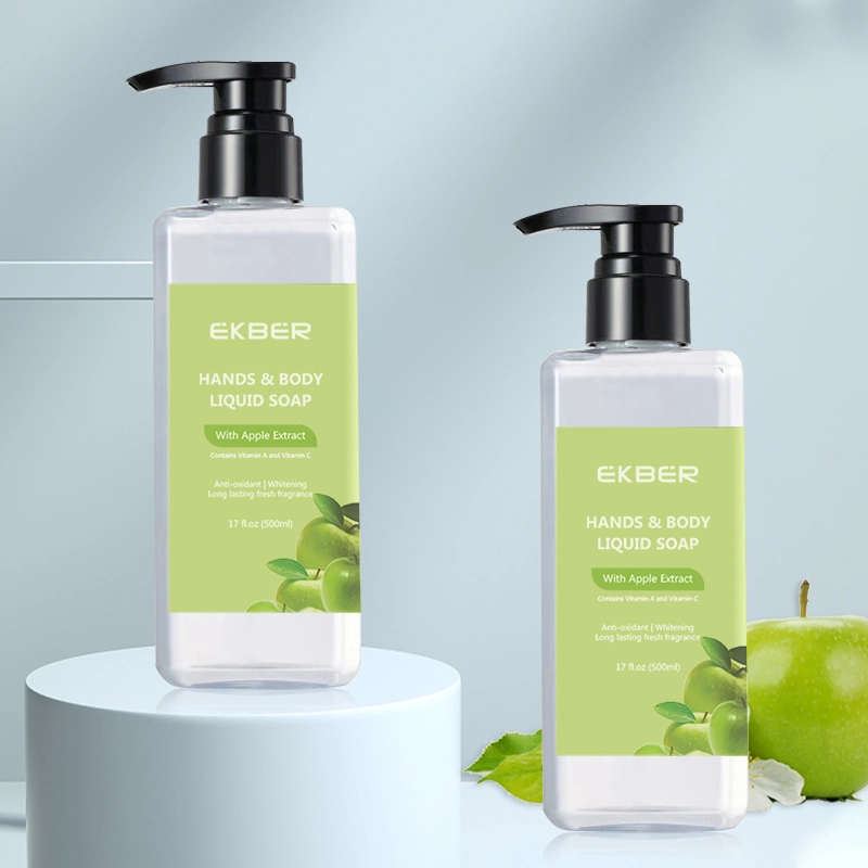 Custom Logo Organic Vegan Bathroom 500ml Wholesale for Body and Hand Wash in Square Plastic Bottle Pure Castile Liquid Soap