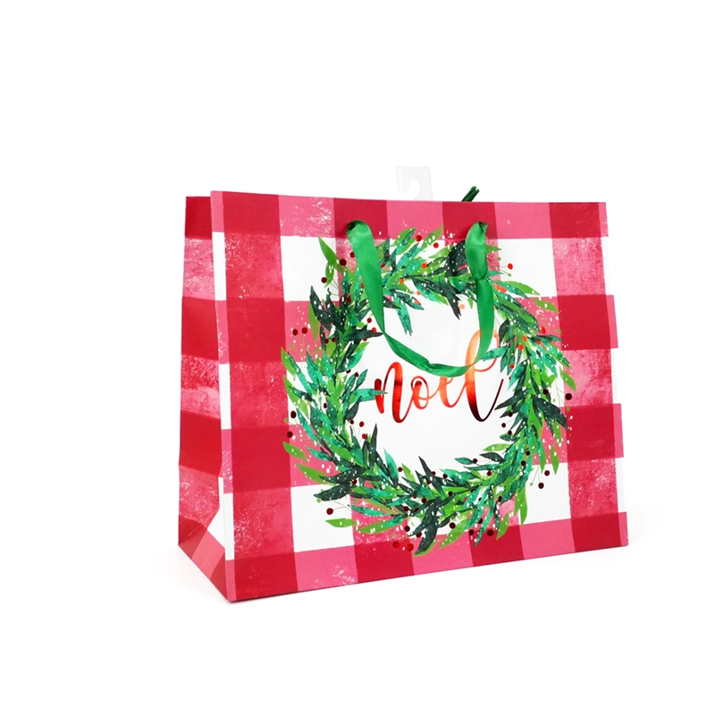 Green/ Red/Brown Kraft Paper Shopping Christmas Gift Packaging Bags Paper Gift Bag