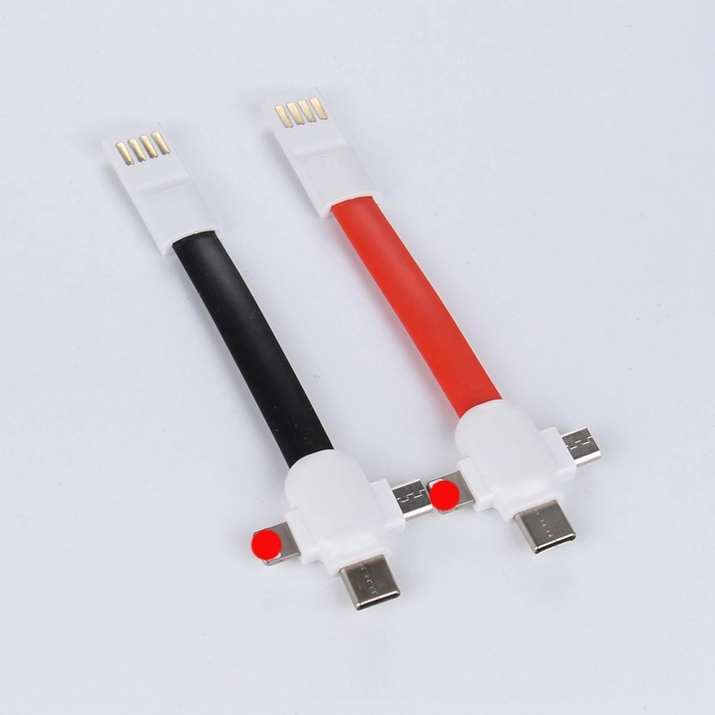 3 in 1 Colorful USB Flat Cable for Clasp Keychain Android Micro USB C Charging Cable Corporate Gift Mobile Phone Cable