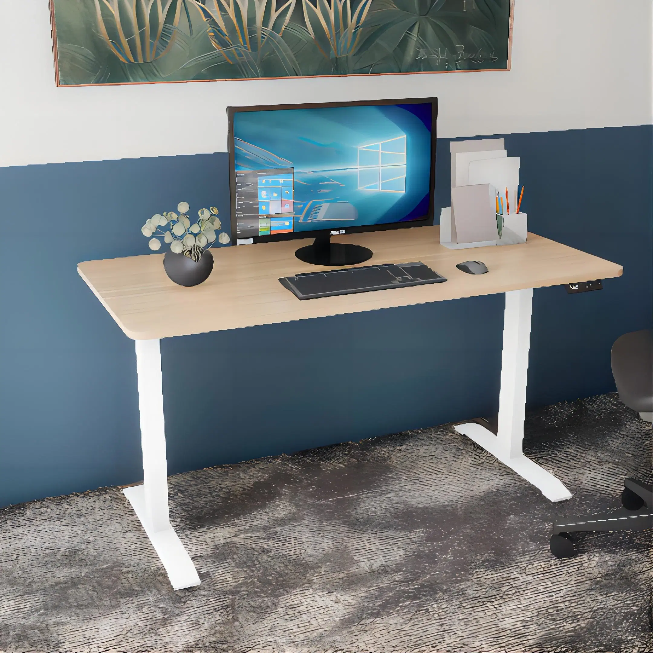 Electric Adjustable Standing Desk Dual Motor Height Adjustable Luxury Office Furniture