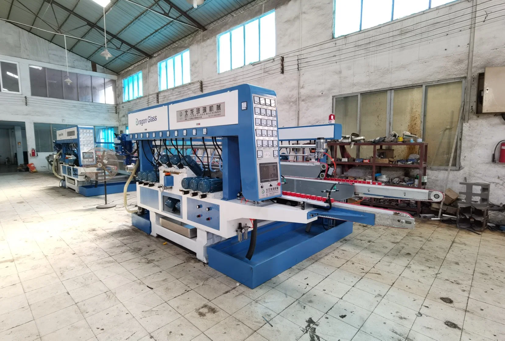 Window and Door Glass Double Edging Machine Processing Line in PLC Control with High Efficiency