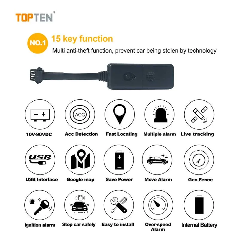 Mini GPS Tracker con gran tensión de trabajo 9 a 90V--Ef