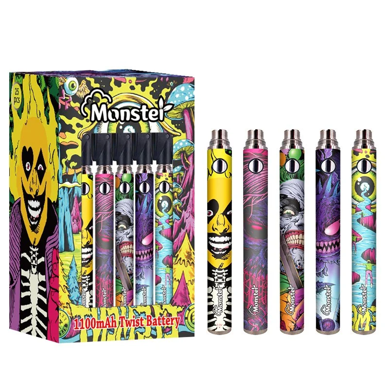 1100mAh Monster Twist Wholesale/Supplier Vape Pen 25PCS/Box Preheat Battery 510 Thread Rechargeable OEM/ODM Available