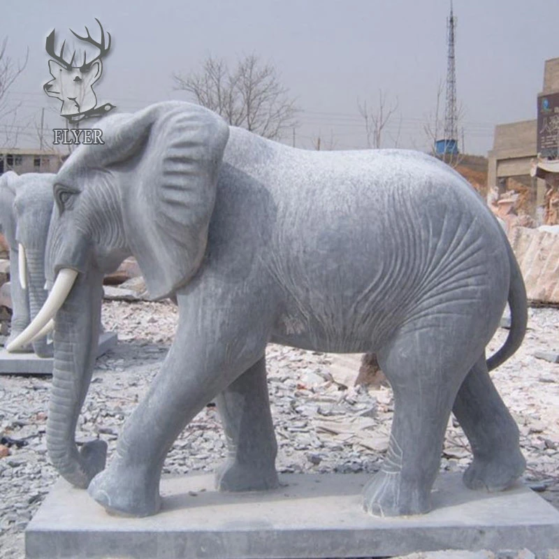 Outdoor Garden Decoration Natural Stone Carving Animal Elephant Sculpture Polished Life Size Marble Sculpture