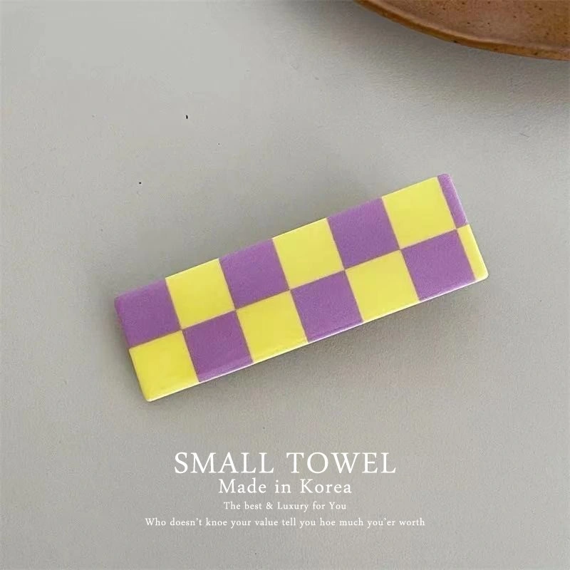 Fashion Jewelry Colorful Checkerboard Girls Wave Hair Clip Side Clip