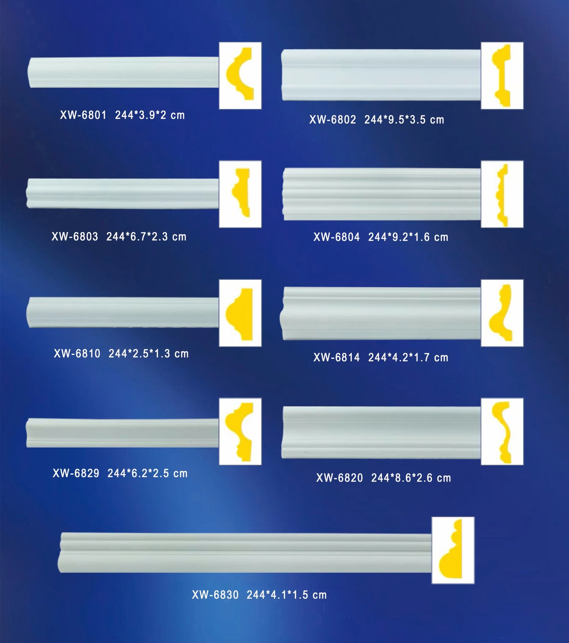 Plain Chair Rail Moulded Polyurethane Foam for Building Decoration