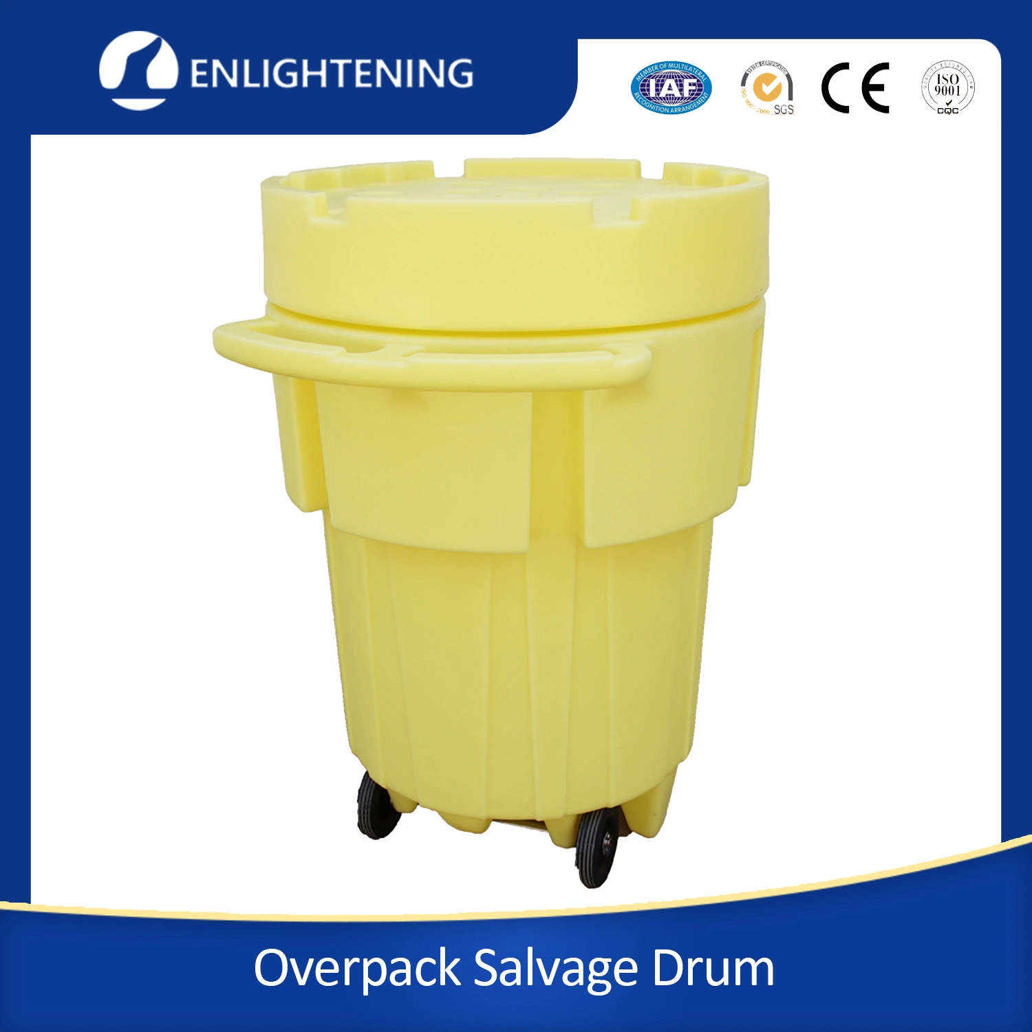 95 65 30 20 Gal Gallon Fabrication Wheelie industriel d'alimentation de déversement de pétrole et de contrôle de la prévention des déversements suremballage Salvage Drum Kit en cas de déversement de déchets dangereux