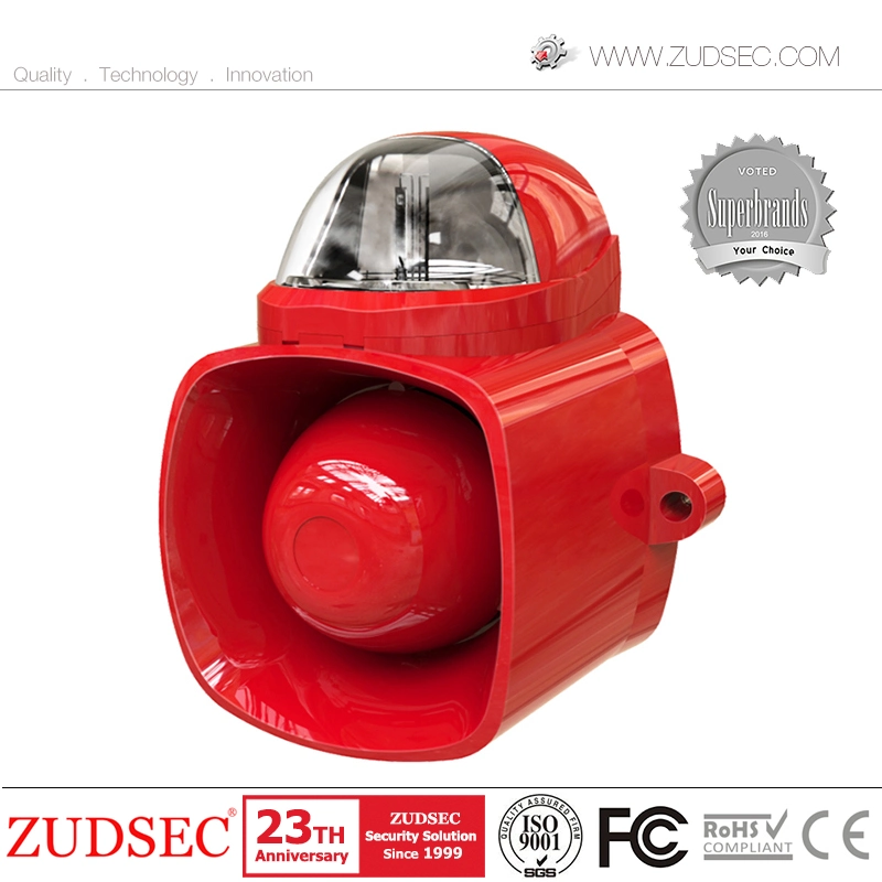 Wireless /Wired Waterproof Outdoor Security Electric Piezo Horn Fire Sound Flash Strobe Light Alarm Siren with Audio Input