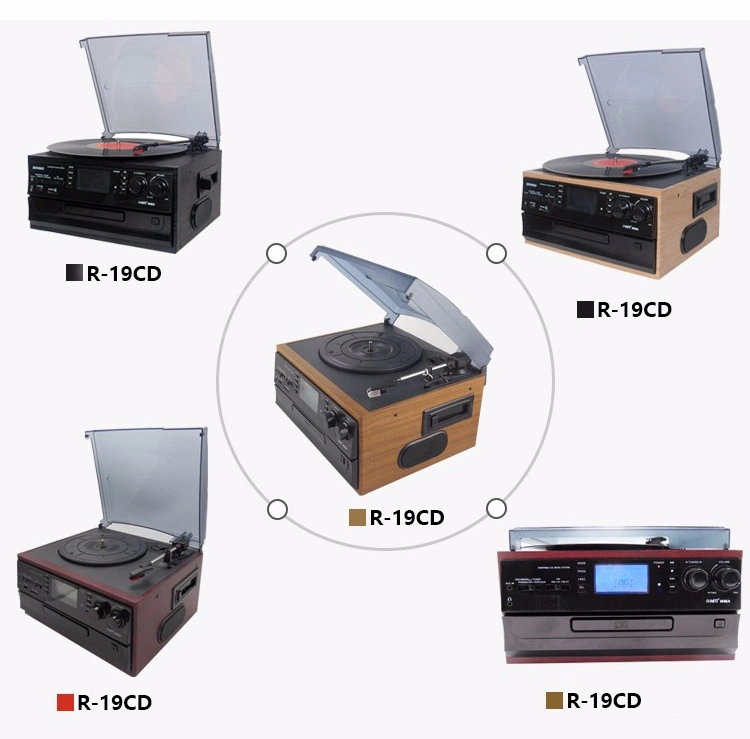 Hot Sale Stereo Vinyl Turntable Player with Cassette and CD Play