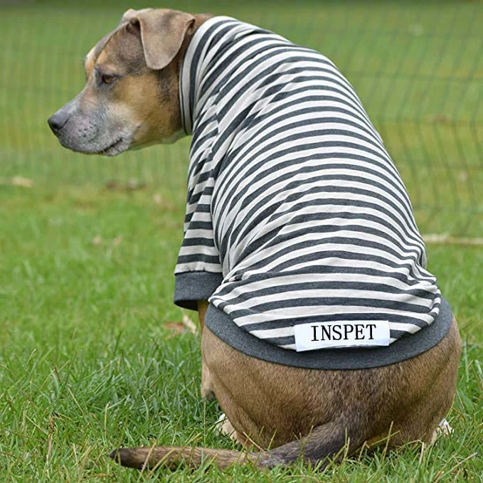 High quality/High cost performance  Soft Big Dog Stripe Shirt Pullover Full Belly Coverage Pet Dog Clothes Apparel